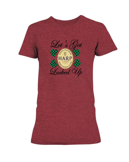Shirts Heather Red / S Winey Bitches Co "Let's Get Lucked Up" Harp Ladies Missy T-Shirt WineyBitchesCo
