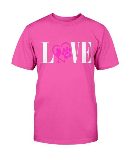 Shirts Heliconia / S Winey Bitches Co "Love" Wht Letters Ultra Cotton T-Shirt WineyBitchesCo