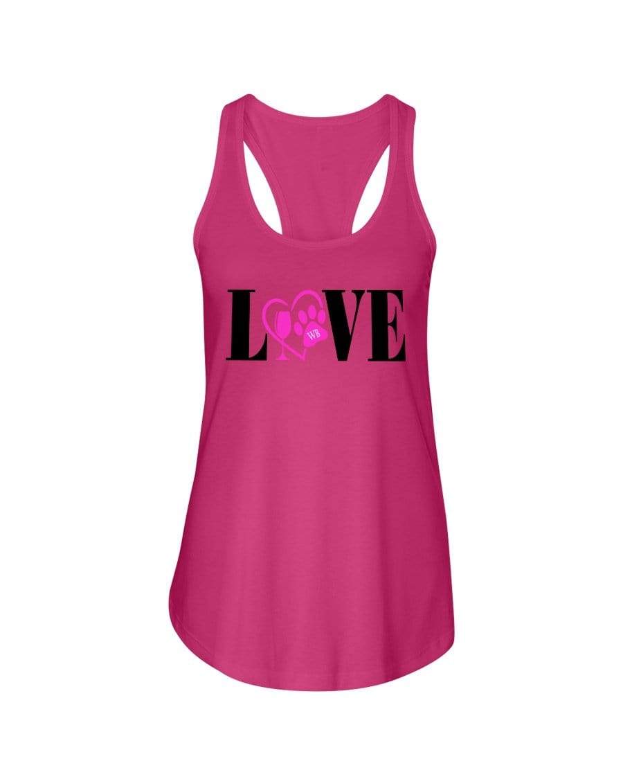 Shirts Hot Pink / XS Winey Bitches Co "Love" Blk Letters Ladies Racerback Tank Top* WineyBitchesCo