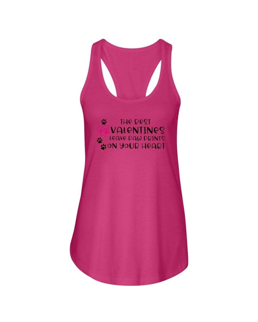 Shirts Hot Pink / XS Winey Bitches Co "The Best Valentines Leave Paw Prints On Your Heart" Ladies Racerback Tank Top* WineyBitchesCo