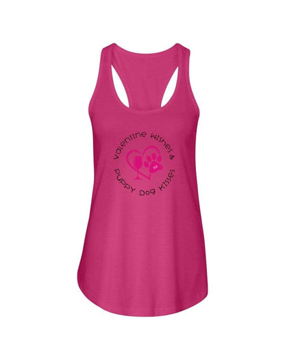 Shirts Hot Pink / XS Winey Bitches Co "Valentine Wishes And Puppy Dog Kisses" (Heart) Ladies Racerback Tank Top* WineyBitchesCo