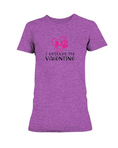 Shirts Hthr Rdnt Orchid / S Winey Bitches Co "I Rescued My Valentine" Ladies Missy T-Shirt WineyBitchesCo