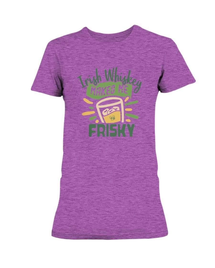 Shirts Hthr Rdnt Orchid / S Winey Bitches Co "Irish Whiskey Makes Me Frisky" Ladies Missy T-Shirt WineyBitchesCo