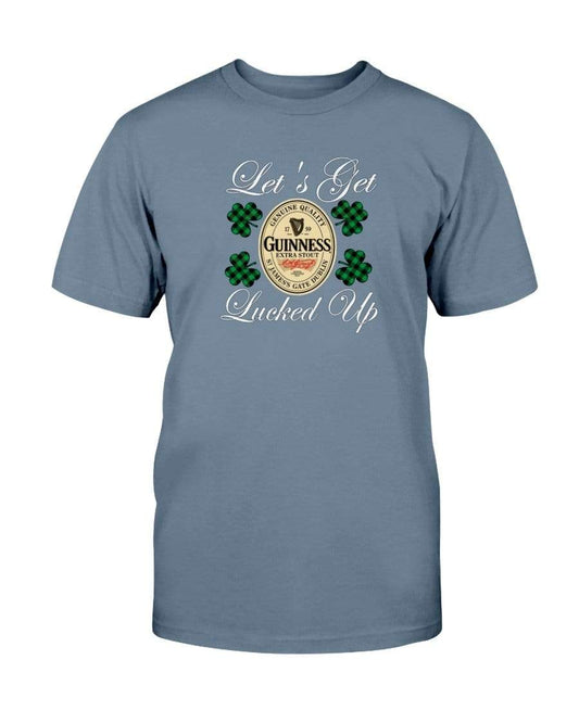 Shirts Indigo Blue / S Winey Bitches Co "Let's Get Lucked Up" Guinness Wht Lettering Ultra Cotton T-Shirt WineyBitchesCo
