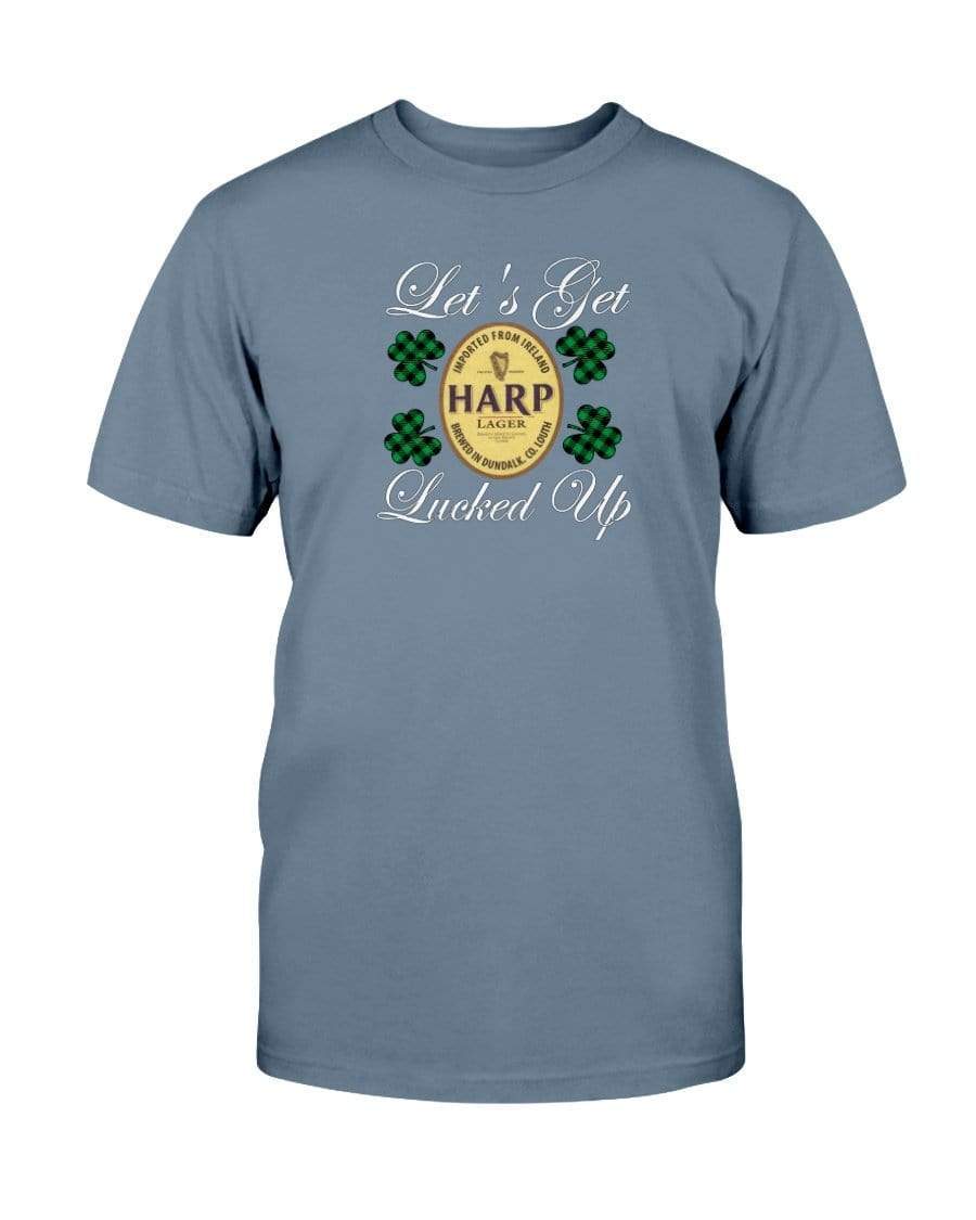 Shirts Indigo Blue / S Winey Bitches Co "Let's Get Lucked Up" Harp Wht Lettering Ultra Cotton T-Shirt WineyBitchesCo