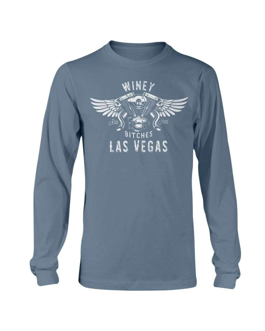 Shirts Indigo Blue / S Winey Bitches "Ride Hard Las Vegas" Long Sleeve T-Shirt WineyBitchesCo