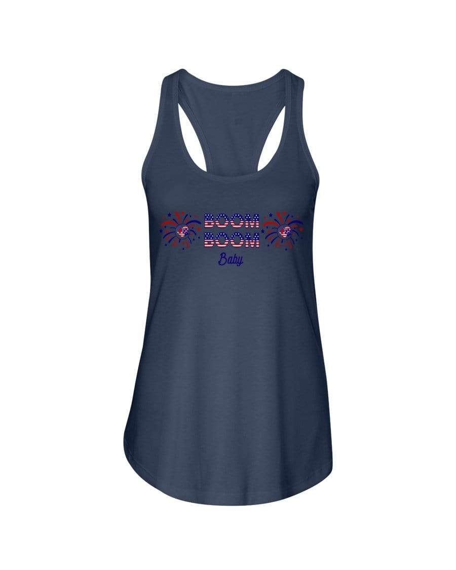 Shirts Indigo / XS Winey Bitches Co "Boom Boom Baby" Ladies Racerback Tank WineyBitchesCo
