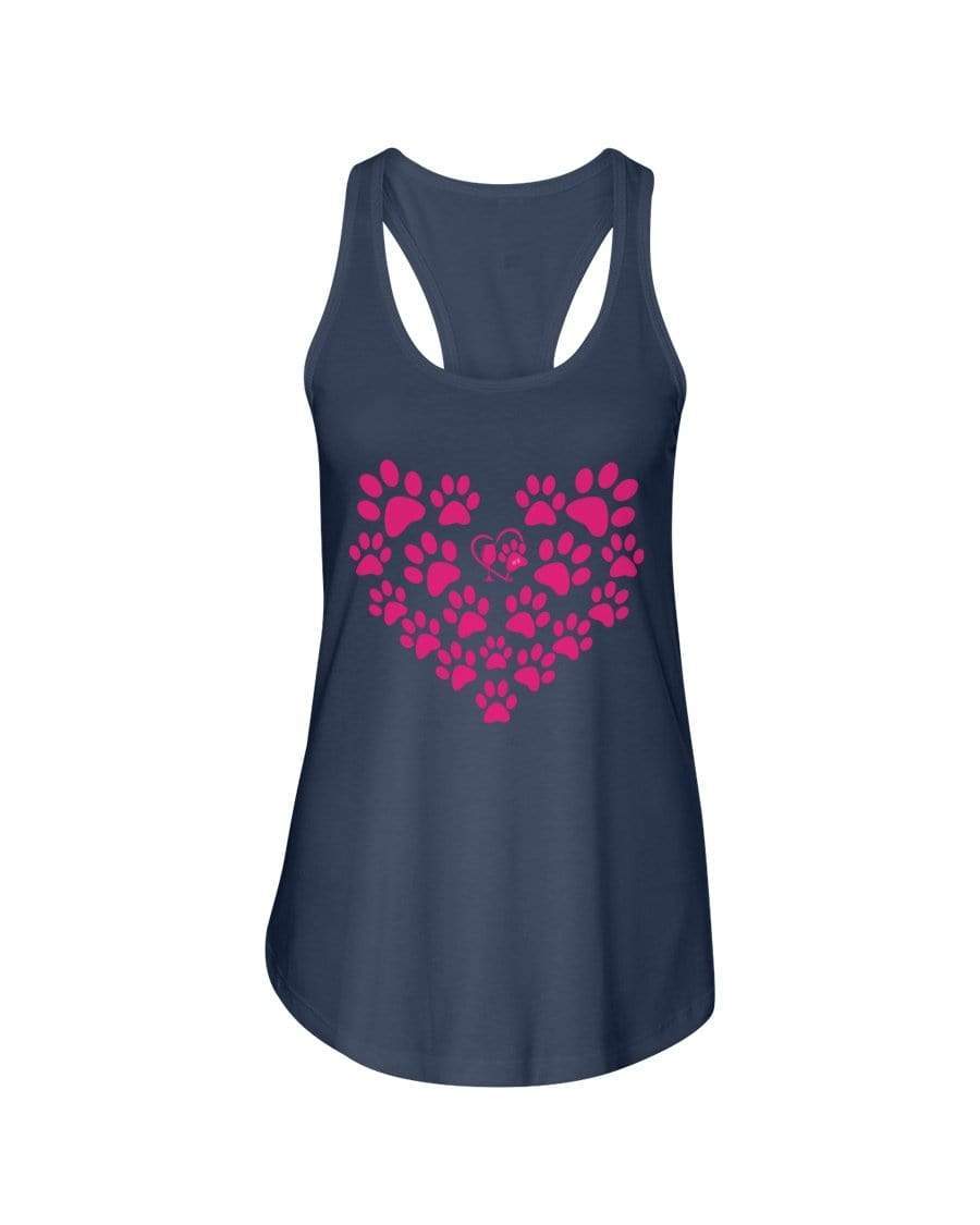 Shirts Indigo / XS Winey Bitches Co Heart Paws (Pink) Ladies Racerback Tank WineyBitchesCo