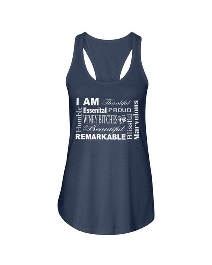 Shirts Indigo / XS Winey Bitches Co "I Am Proud" White Lettering- Ladies Racerback Tank WineyBitchesCo