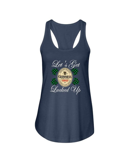 Shirts Indigo / XS Winey Bitches Co "Let's Get Lucked Up" Guinness Wht Lettering Ladies Racerback Tank WineyBitchesCo