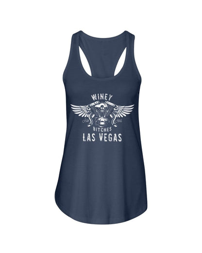 Shirts Indigo / XS Winey Bitches "Ride Hard Las Vegas" Ladies Racerback Tank-Wht Ltrs WineyBitchesCo