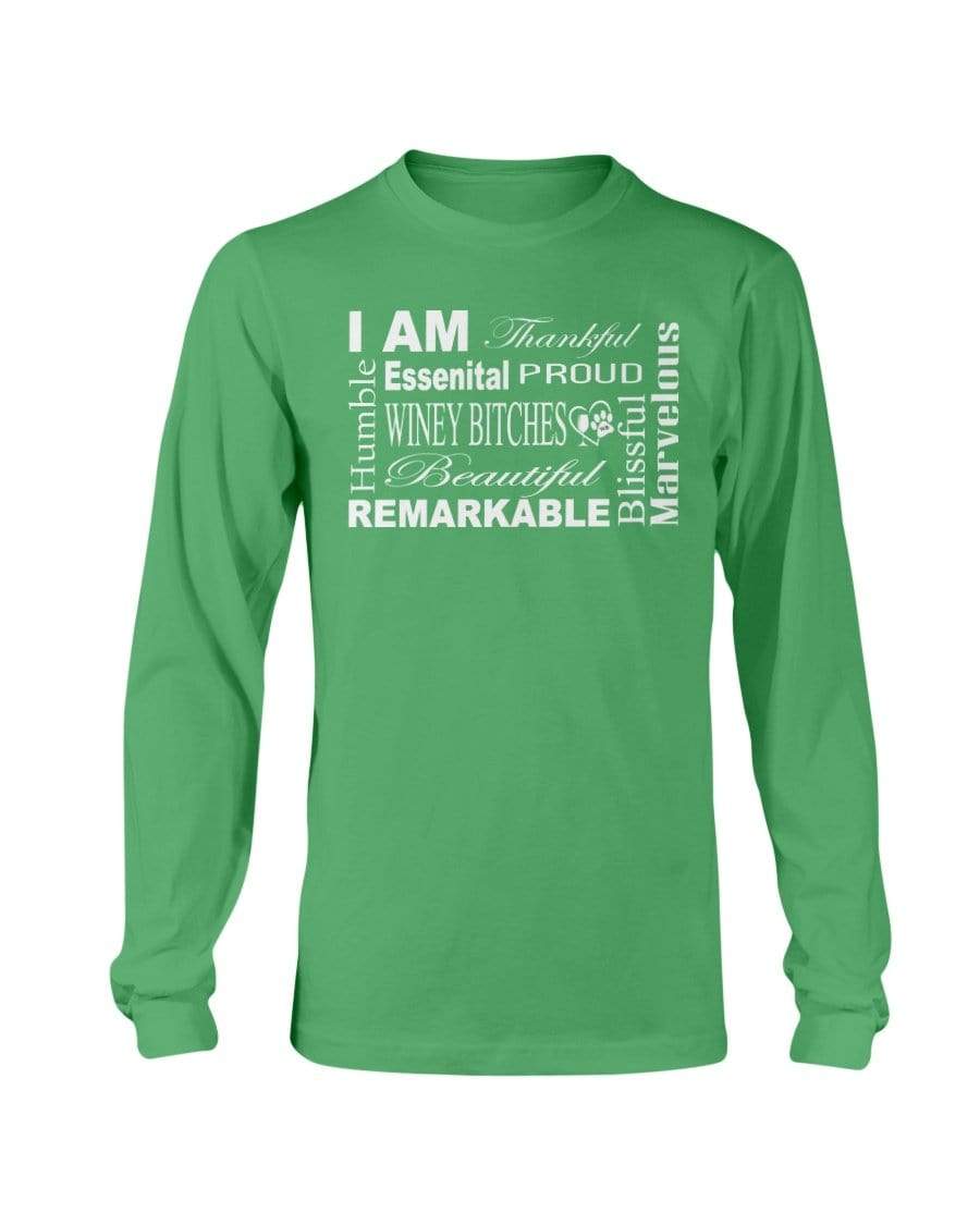 Shirts Irish Green / S Winey Bitches Co "I Am Essential" White Letters- Long Sleeve T-Shirt WineyBitchesCo