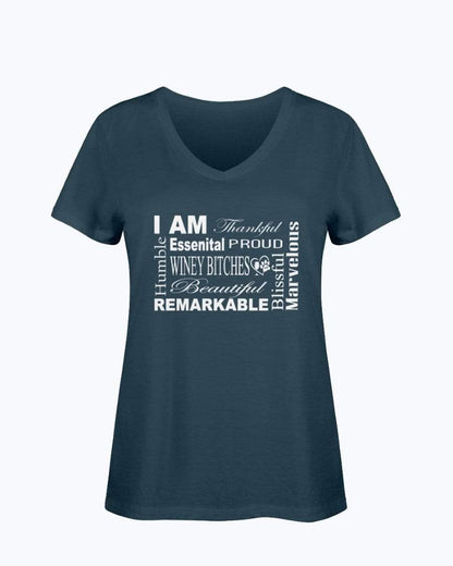 Shirts J Navy / S Winey Bitches Co "I Am Proud" White Lettering- Ladies HD V Neck T WineyBitchesCo