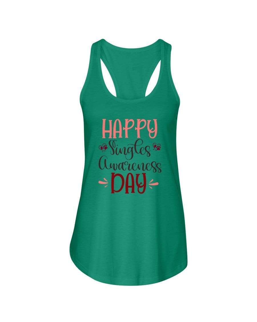 Shirts Kelly Green / XS Winey Bitches Co "Happy Single Awareness Day" Ladies Racerback Tank Top* WineyBitchesCo