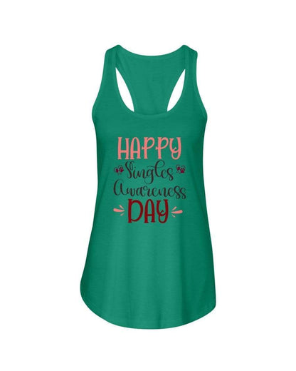 Shirts Kelly Green / XS Winey Bitches Co "Happy Single Awareness Day" Ladies Racerback Tank Top* WineyBitchesCo