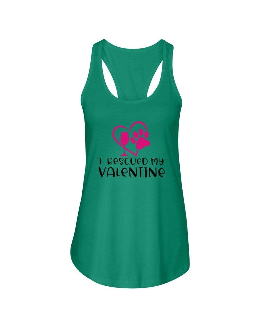 Shirts Kelly Green / XS Winey Bitches Co "I Rescued My Valentine" Ladies Racerback Tank Top* WineyBitchesCo