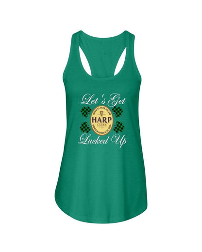 Shirts Kelly Green / XS Winey Bitches Co "Let's Get Lucked Up" Harp Wht Lettering Ladies Racerback Tank WineyBitchesCo