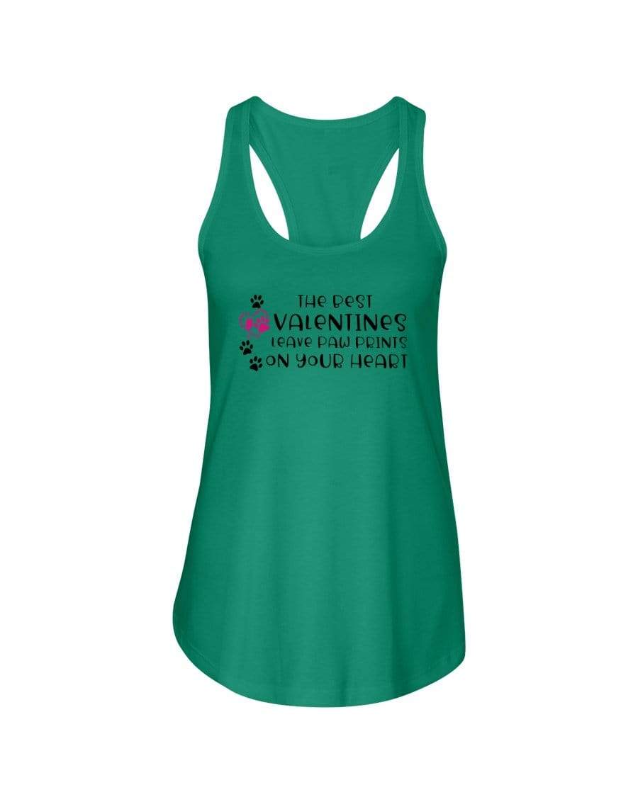Shirts Kelly Green / XS Winey Bitches Co "The Best Valentines Leave Paw Prints On Your Heart" Ladies Racerback Tank Top* WineyBitchesCo