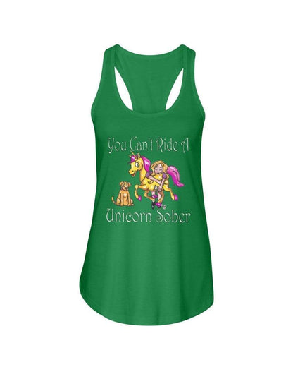 Shirts Kelly Green / XS Winey Bitches Co "You Can't Ride A Unicorn Sober" Ladies Racerback Tank WineyBitchesCo