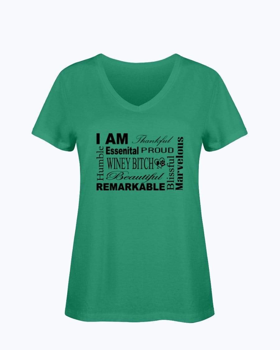 Shirts Kelly / S Winey Bitches Co "I Am Proud" Black Lettering- Ladies HD V Neck T WineyBitchesCo