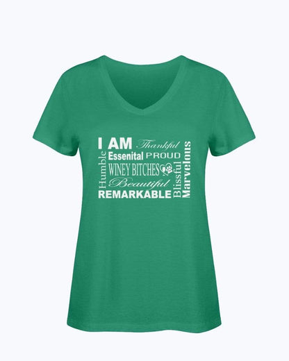 Shirts Kelly / S Winey Bitches Co "I Am Proud" White Lettering- Ladies HD V Neck T WineyBitchesCo