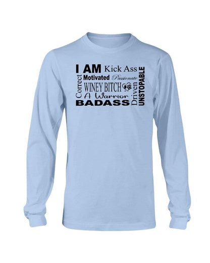 Shirts Light Blue / S Winey Bitches Co "I Am Motivated" Black Lettering- Long Sleeve T-Shirt WineyBitchesCo