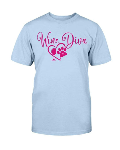 Shirts Light Blue / S Winey Bitches Co New "Wine Diva 2" Ultra Cotton T-Shirt- Pink Ltrs WineyBitchesCo