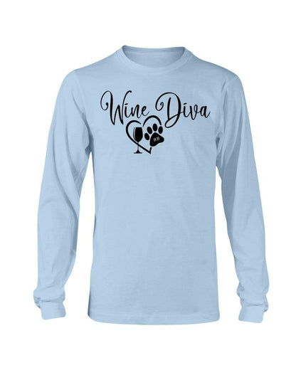 Shirts Light Blue / S Winey Bitches Co "Wine Diva 2" Long Sleeve T-Shirt WineyBitchesCo