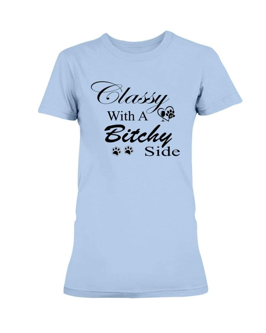 Shirts Light Blue / XS Winey Bitches Co "Classy with a Bitchy Side" White Letters Ultra Ladies T-Shirt WineyBitchesCo
