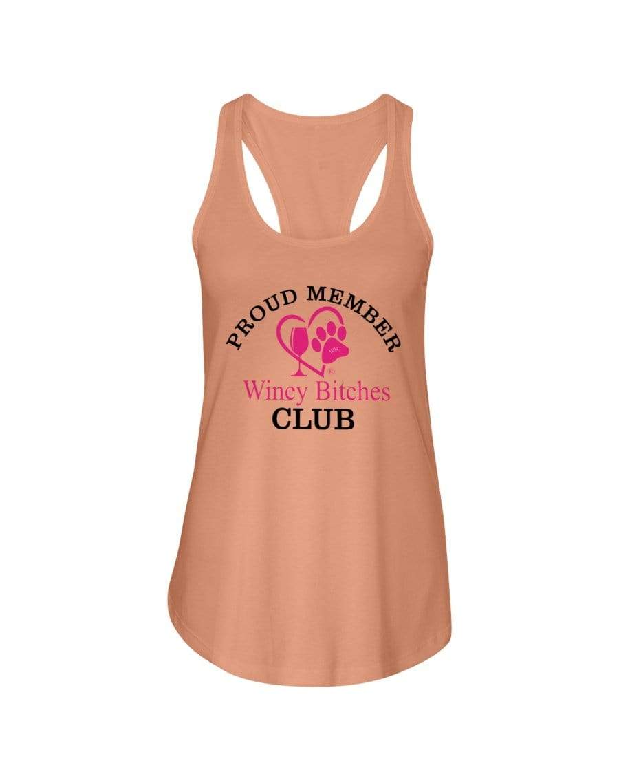 Shirts Light Orange / XS Winey Bitches Club- Proud Member Ladies Racerback Tank WineyBitchesCo