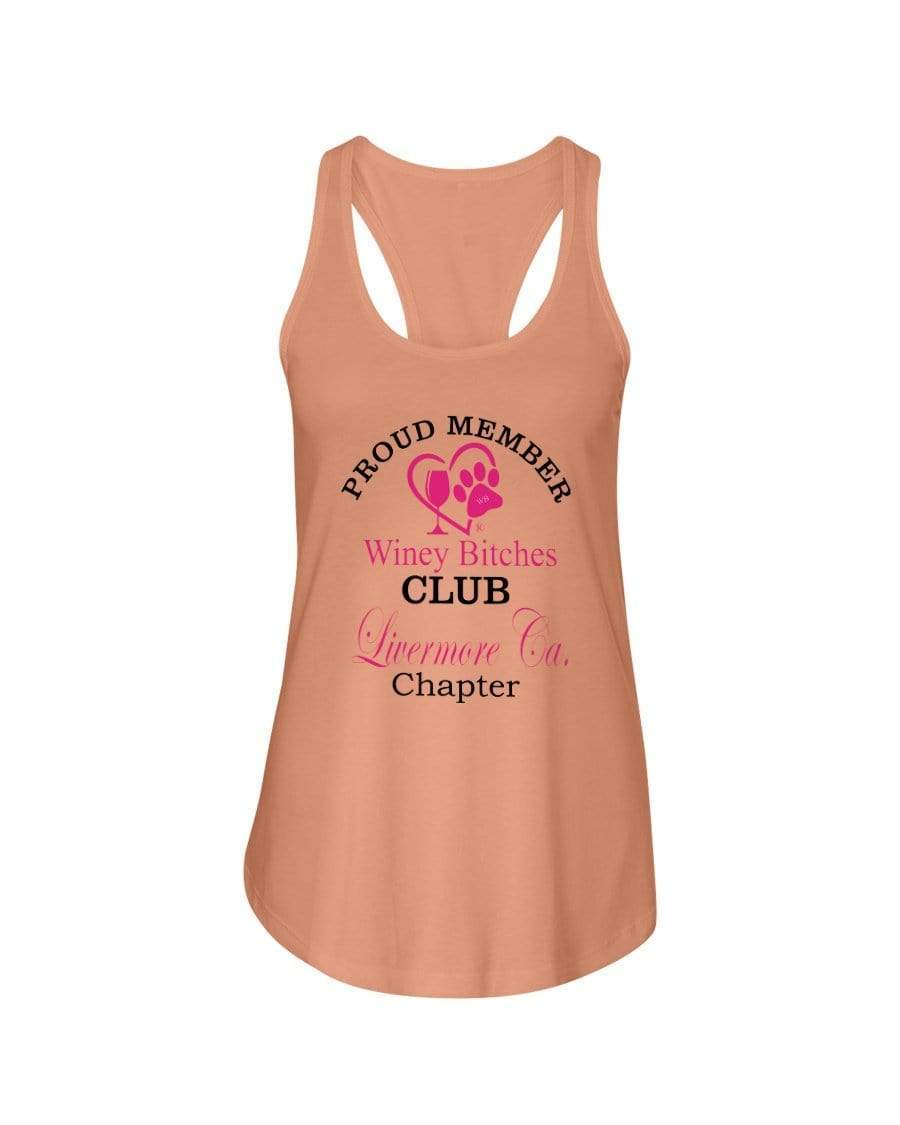 Shirts Light Orange / XS Winey Bitches Club- Proud Member-Livermore Ca Chapter -Ladies Racerback Tank WineyBitchesCo