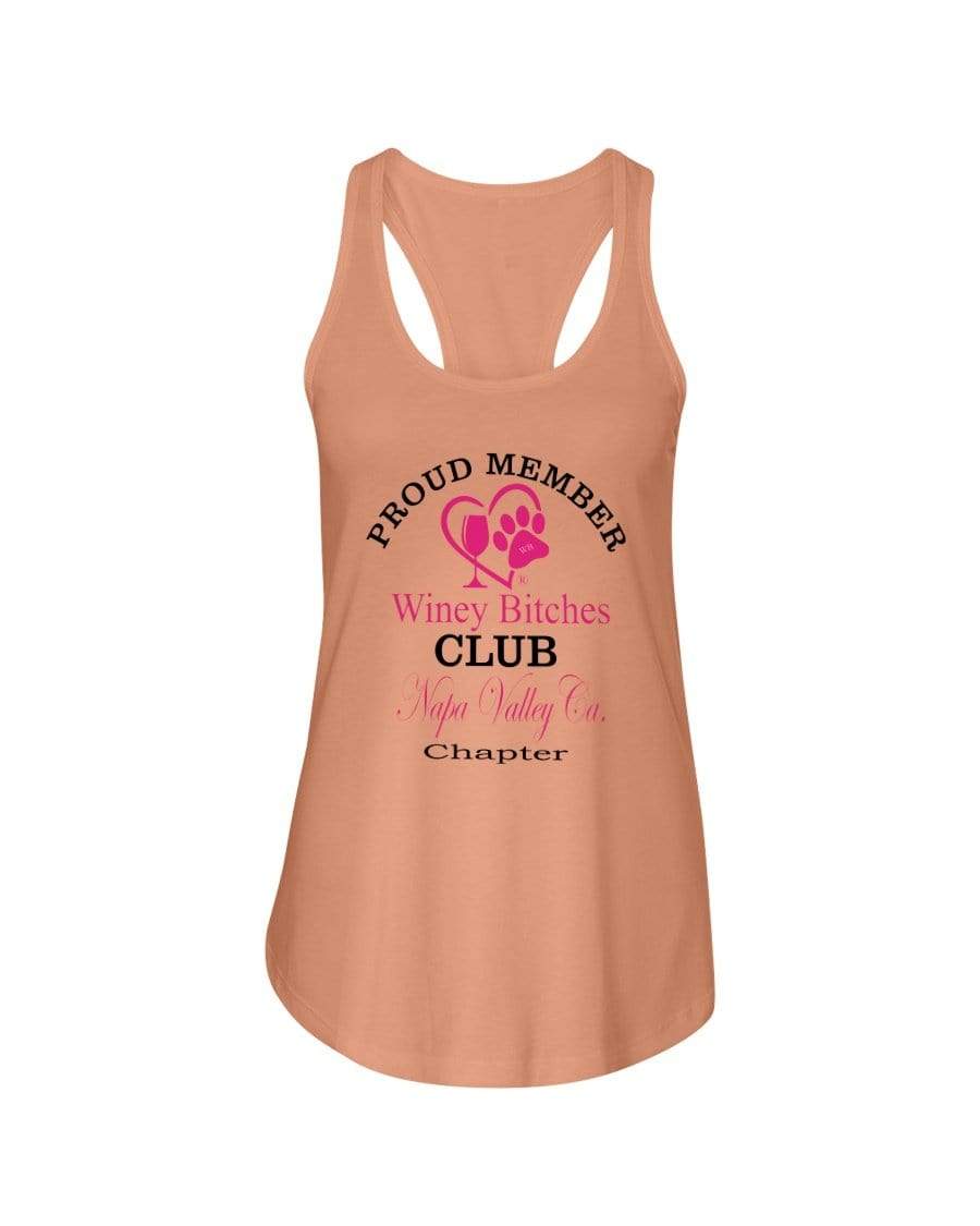 Shirts Light Orange / XS Winey Bitches Club- Proud Member-Napa Valley Ca Chapter - Ladies Racerback Tank WineyBitchesCo