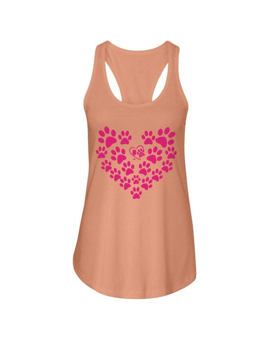 Shirts Light Orange / XS Winey Bitches Co Heart Paws (Pink) Ladies Racerback Tank WineyBitchesCo