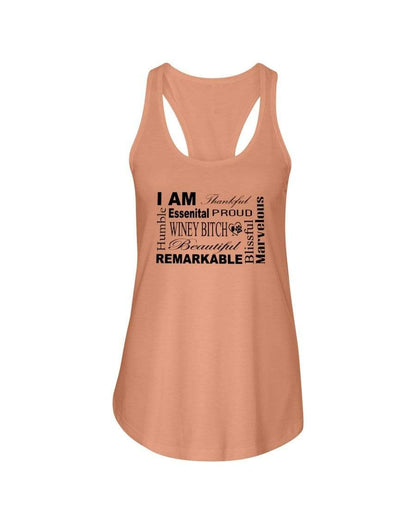 Shirts Light Orange / XS Winey Bitches Co "I Am Proud" Black Lettering- Ladies Racerback Tank WineyBitchesCo