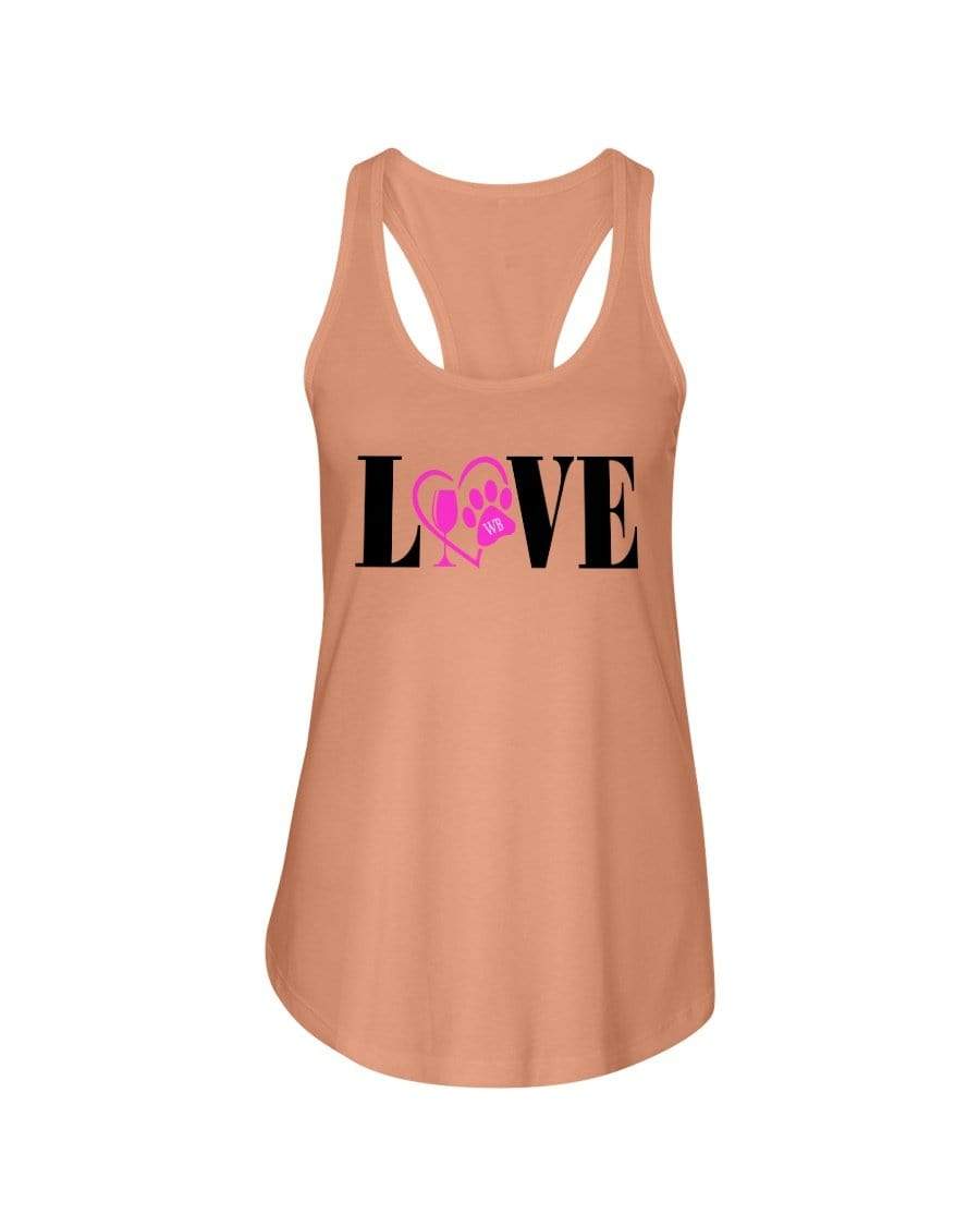 Shirts Light Orange / XS Winey Bitches Co "Love" Blk Letters Ladies Racerback Tank Top* WineyBitchesCo