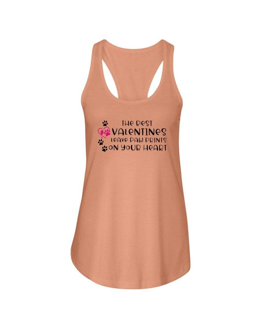 Shirts Light Orange / XS Winey Bitches Co "The Best Valentines Leave Paw Prints On Your Heart" Ladies Racerback Tank Top* WineyBitchesCo