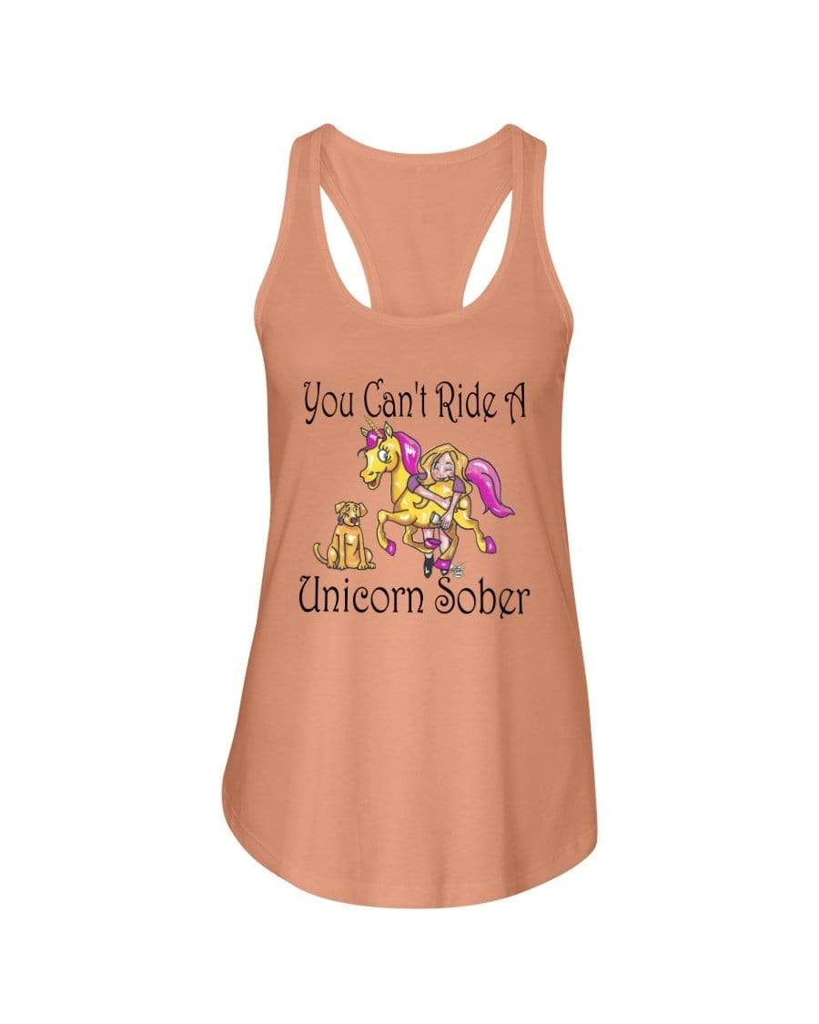 Shirts Light Orange / XS Winey Bitches Co"You Can't Ride A Unicorn Sober" Ladies Racerback Tank WineyBitchesCo