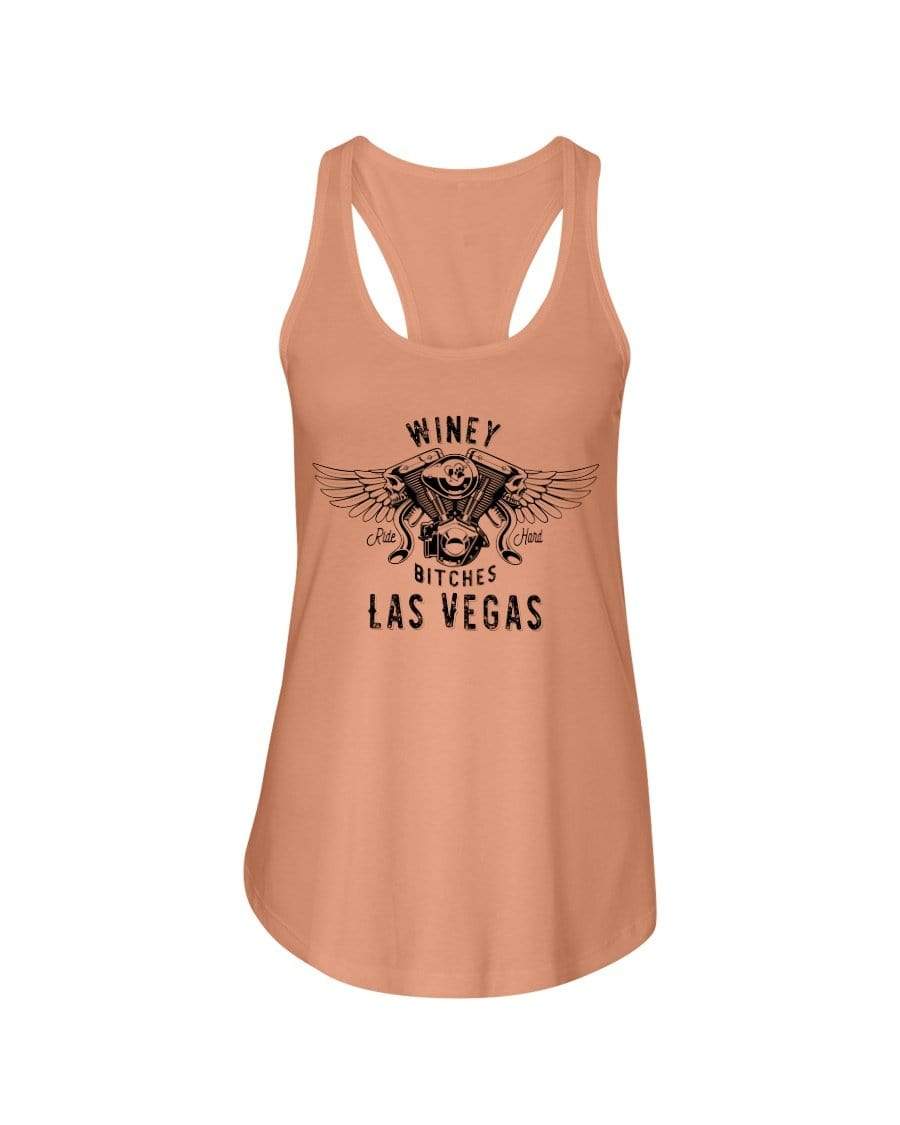 Shirts Light Orange / XS Winey Bitches "Ride Hard Las Vegas" Ladies Racerback Tank-Blk Ltrs WineyBitchesCo