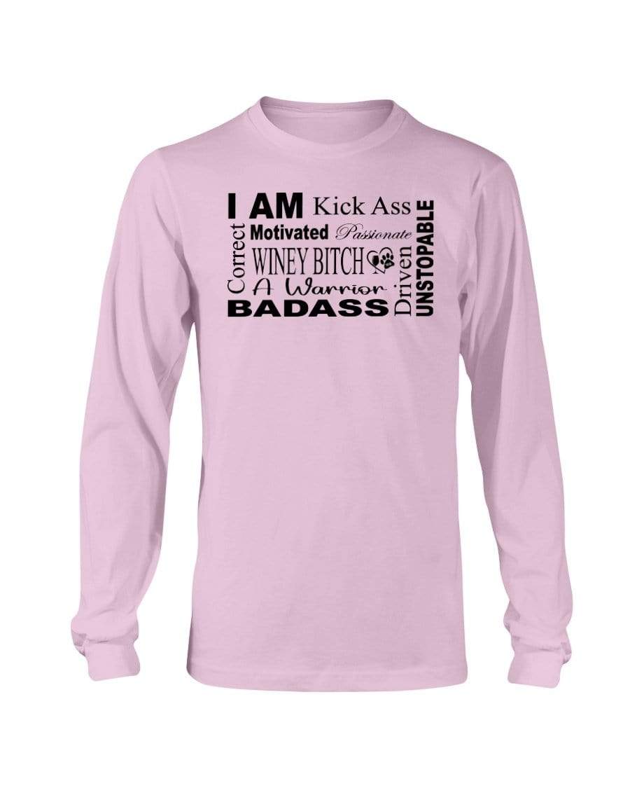 Shirts Light Pink / S Winey Bitches Co "I Am Motivated" Black Lettering- Long Sleeve T-Shirt WineyBitchesCo