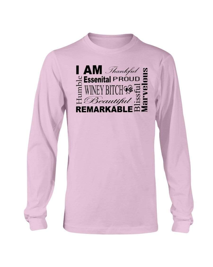 Shirts Light Pink / S Winey Bitches Co "I Am Proud" Black Lettering- Long Sleeve T-Shirt WineyBitchesCo