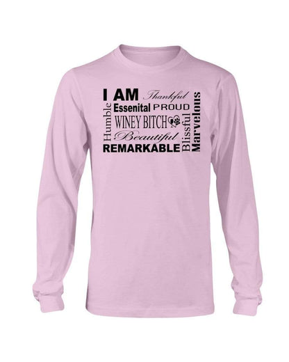 Shirts Light Pink / S Winey Bitches Co "I Am Proud" Black Lettering- Long Sleeve T-Shirt WineyBitchesCo