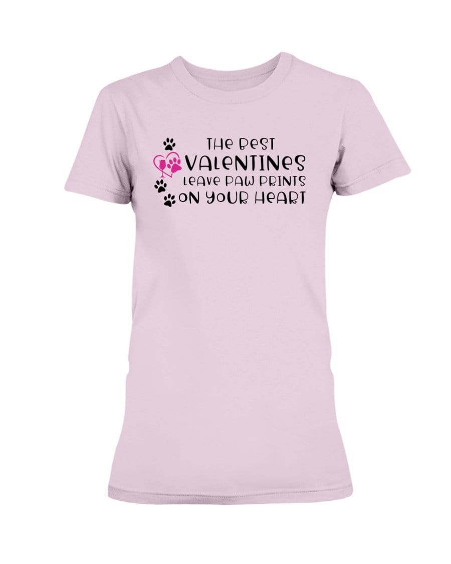 Shirts Light Pink / S Winey Bitches Co "The Best Valentines Leave Paw Prints On Your Heart" Ladies Missy T-Shirt WineyBitchesCo