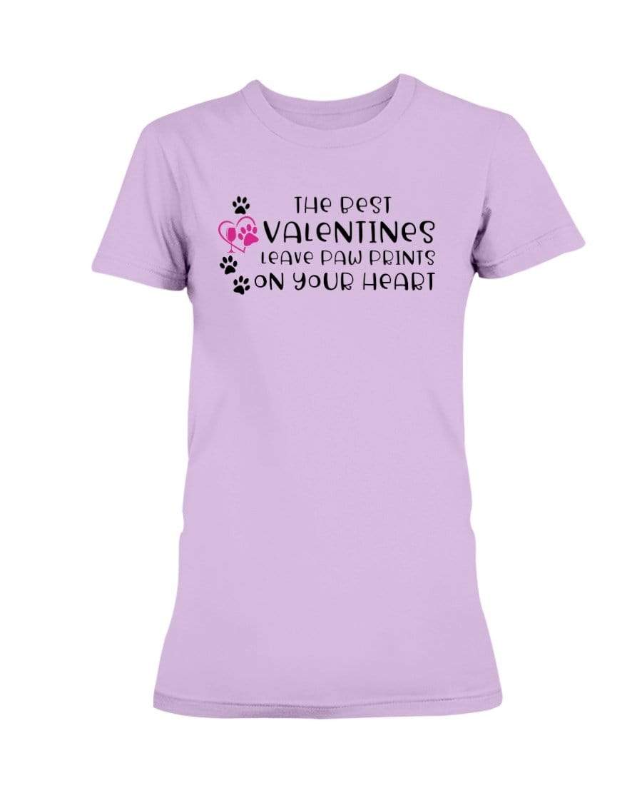 Shirts Lilac / S Winey Bitches Co "The Best Valentines Leave Paw Prints On Your Heart" Ladies Missy T-Shirt WineyBitchesCo