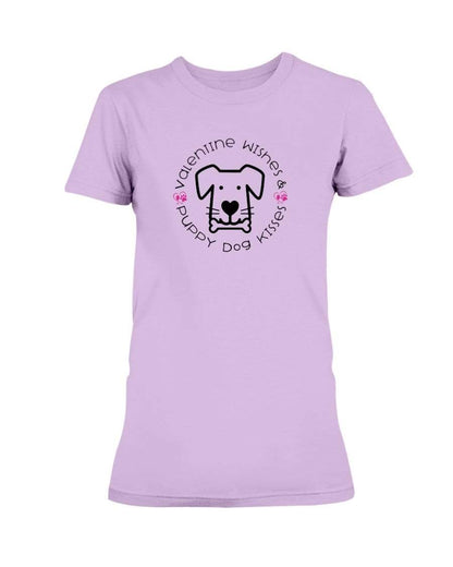 Shirts Lilac / S Winey Bitches Co "Valentine Wishes And Puppy Dog Kisses" (Dog) Ladies Missy T-Shirt WineyBitchesCo