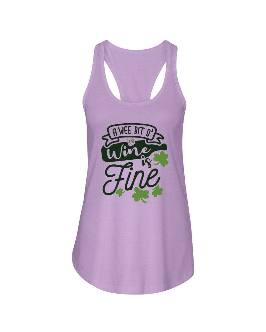 Shirts Lilac / XS Winey Bitches Co A Wee Bit O' Wine Is Fine" Ladies Racerback Tank Top* WineyBitchesCo