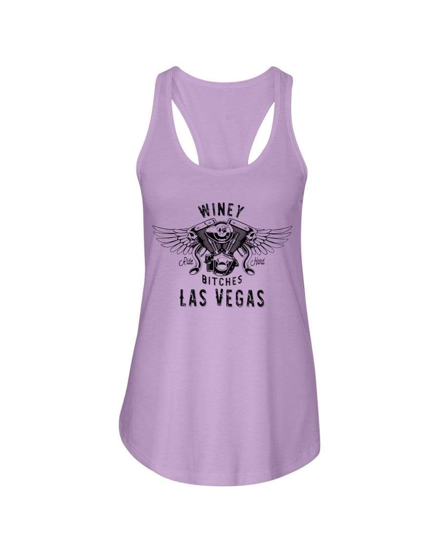 Shirts Lilac / XS Winey Bitches "Ride Hard Las Vegas" Ladies Racerback Tank-Blk Ltrs WineyBitchesCo