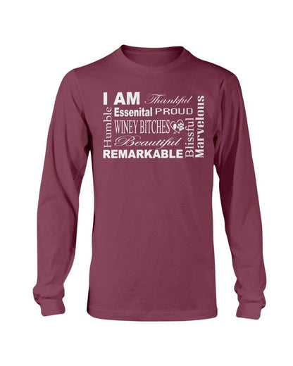 Shirts Maroon / S Winey Bitches Co "I Am Proud" White Lettering- Long Sleeve T-Shirt WineyBitchesCo