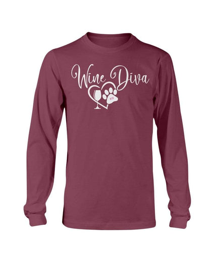 Shirts Maroon / S Winey Bitches Co "Wine Diva 2" Long Sleeve T-Shirt WineyBitchesCo