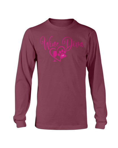 Shirts Maroon / S Winey Bitches Co "Wine Diva 2" Long Sleeve T-Shirt WineyBitchesCo