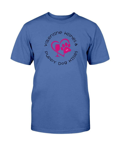 Shirts Metro Blue / S Winey Bitches Co "Valentine Wishes And Puppy Dog Kisses" (Heart) Ultra Cotton T-Shirt WineyBitchesCo